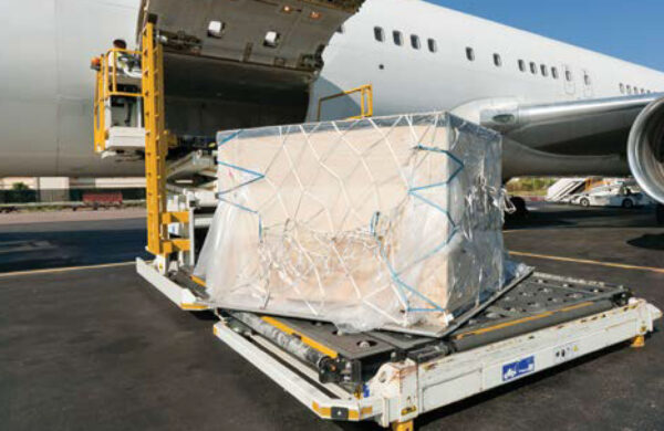 Cargo being loaded onto plane
